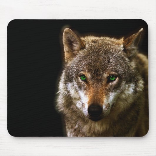 Wolf-Profil mit grüne Augen ~ editable Hintergrund Mousepad (Vorne)