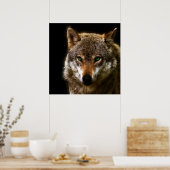 Wolf Profil mit grünen Augen ~ bearbeiteter Hinter Poster (Küche)