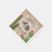 Wolf Pup Cactus Desert Stars Baby Shower Serviette (Ecke)