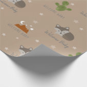 Wolf Pup Cactus Desert Stars Welcome Baby Geschenkpapier (Ecke)
