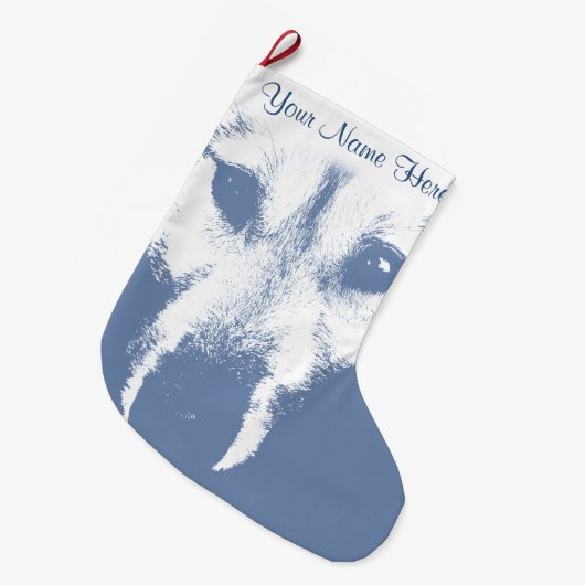 Wolf Pup Christmas Strumpf Custom Husky Strumpf Großer Weihnachtsstrumpf (Vorderansicht (hängend))
