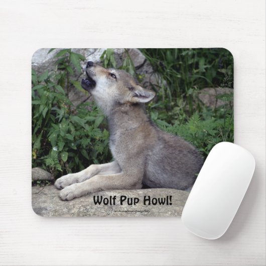 Wolf Pup Howl Animal Mousepad (Mit Mouse)