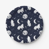 Wolf Pup Howling am Mond Pappteller (Vorderseite)