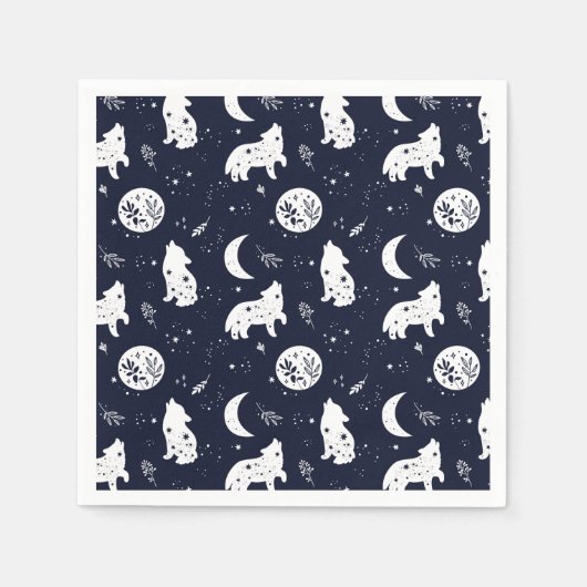 Wolf Pup Howling am Mond Serviette (Vorderseite)