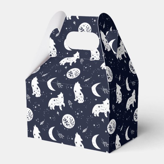 Wolf Pup Howling an der Moon Favor Box Geschenkschachtel (Vorderseite)