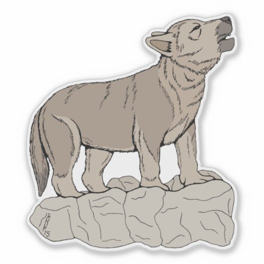 Wolf Pup Howling Aufkleber (Vorderseite)