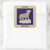 Wolf Pup Howling Buchzeichen Quadratischer Aufkleber (Tasche)