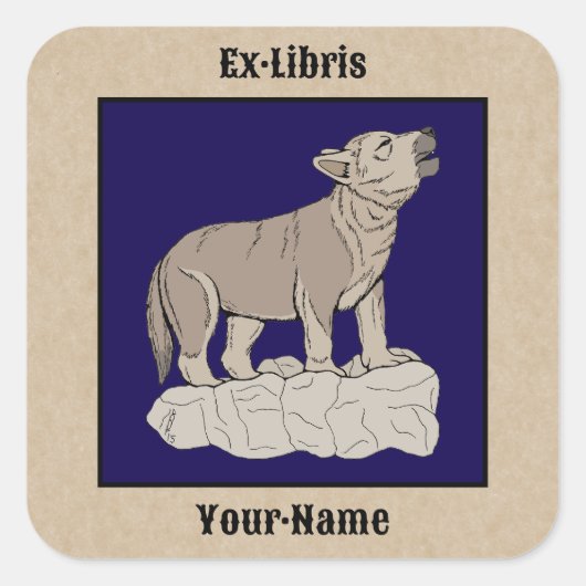 Wolf Pup Howling Buchzeichen Quadratischer Aufkleber (Vorderseite)