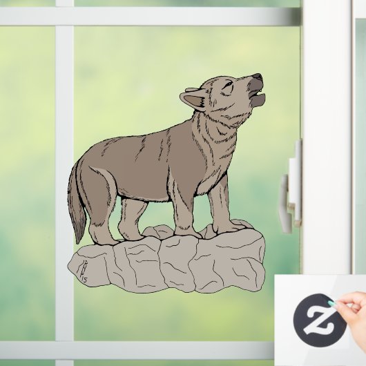 Wolf Pup Howling Fensteraufkleber (Zuhause)