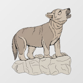 Wolf Pup Howling Fensteraufkleber