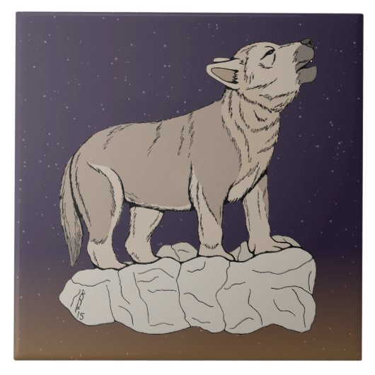 Wolf Pup Howling Fliese (Vorderseite)