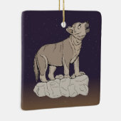Wolf Pup Howling Keramikornament (Rechts)
