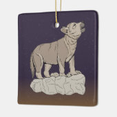 Wolf Pup Howling Keramikornament (Links)