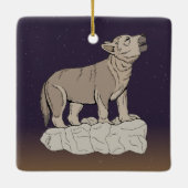 Wolf Pup Howling Keramikornament (Rückseite)