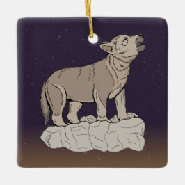 Wolf Pup Howling Keramikornament