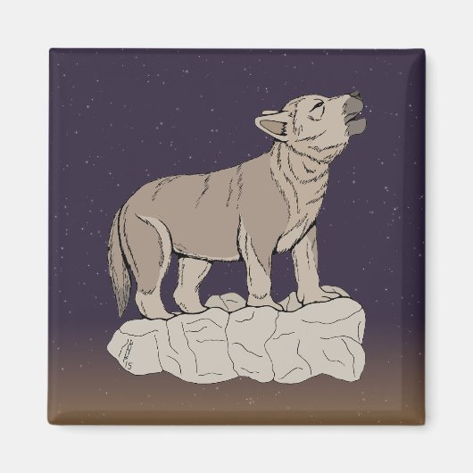 Wolf Pup Howling Magnet (Vorne)