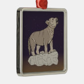 Wolf Pup Howling Ornament Aus Metall (Rechts)