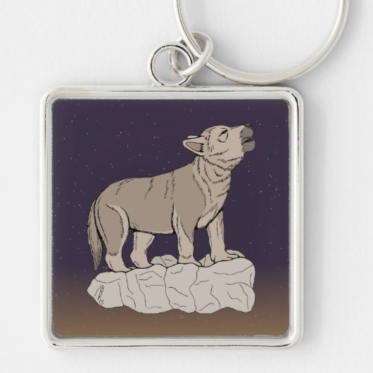 Wolf Pup Howling Schlüsselanhänger (Vorne)