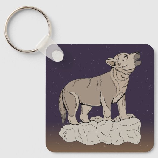 Wolf Pup Howling Schlüsselanhänger (Vorderseite)