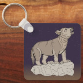 Wolf Pup Howling Schlüsselanhänger (Vorderseite)