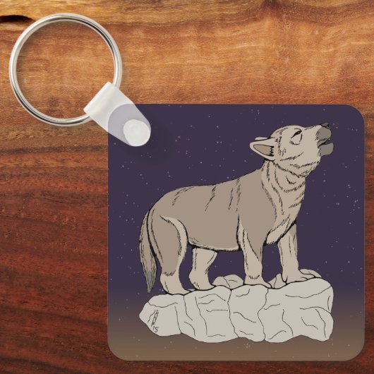 Wolf Pup Howling Schlüsselanhänger (Vorderseite)