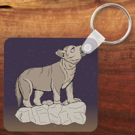 Wolf Pup Howling Schlüsselanhänger (Rückseite)