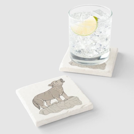 Wolf Pup Howling Steinuntersetzer (Seitenansicht)