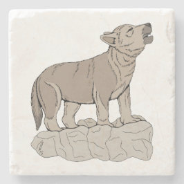 Wolf Pup Howling Steinuntersetzer