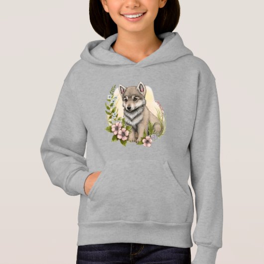 Wolf pup in the Meadow Girls Sweatshirt (Vorderseite)