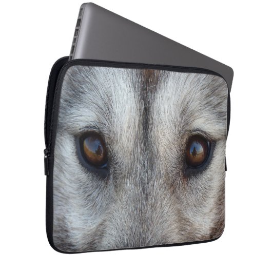 Wolf Pup Laptop Case Siberischer Wolf Pup Eyes Ges (Vorne Rechts)
