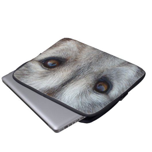 Wolf Pup Laptop Case Siberischer Wolf Pup Eyes Ges (Vorne Knopf)