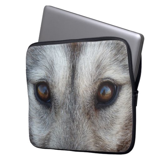 Wolf Pup Laptop Case Siberischer Wolf Pup Eyes Ges (Vorderseite Links)