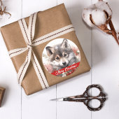 Wolf Pup Merry Christmas Sticker