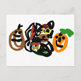 Wolf Puppe Herbst  Postkarte