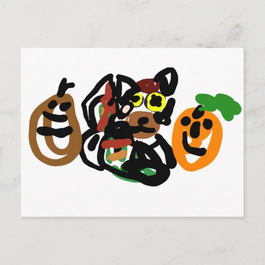 Wolf Puppe Herbst Postkarte (Vorderseite)
