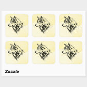Wolf Quadratischer Aufkleber (Blatt)
