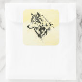 Wolf Quadratischer Aufkleber (Tasche)