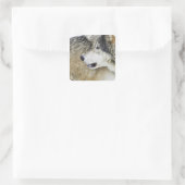 Wolf Quadratischer Aufkleber (Tasche)