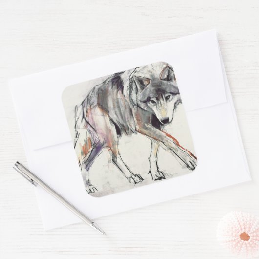 Wolf Quadratischer Aufkleber (Umschlag)