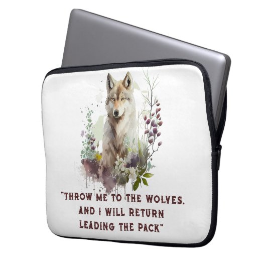 Wolf Quote Laptop Sleeve (Vorderseite Links)