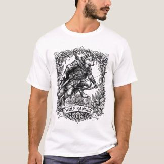 Wolf-Ranger-Bogenschütze-Dotwork-Tattoo-Art-T-Shir T-Shirt