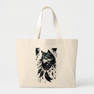 Wolf, Raubfisch, Träumer, Amulet, Talisman Jumbo Stoffbeutel