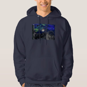 Wolf, Ravens, Totem Pole und Aurora Winterhuder Hoodie