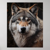 Wolf realistische Malerei Portrait Wildlife Cabin Poster (Vorne)