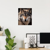 Wolf realistische Malerei Portrait Wildlife Cabin Poster (Heimbüro)