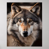 Wolf realistische Malerei Portrait Wildlife Cabin Poster (Vorne)