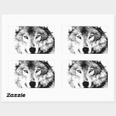 Wolf Rechteckiger Aufkleber (Blatt)