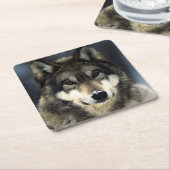 Wolf Rechteckiger Pappuntersetzer (angewinkelt)