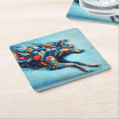 Wolf Rechteckiger Pappuntersetzer (angewinkelt)