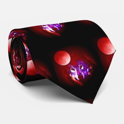 Wolf & Red Moon Necktie Krawatte (Gerollt)